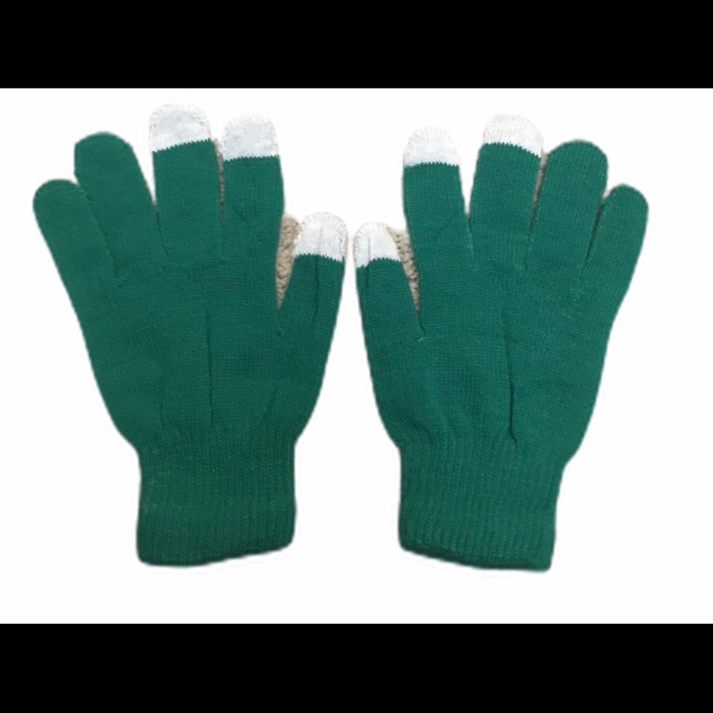 NEW Green Touch Screen Knit Gloves